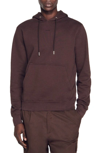 Sandro Unisex Small Logo Hoodie In Black/ Brown