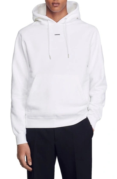 Sandro Logo-embroidered Organic Cotton-jersey Hoody In White