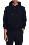 Sandro Logo-embroidered French Cotton Terry Hoodie In Black