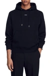 Sandro Organic Cotton Embroidered Hoodie In Black