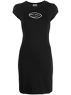 Diesel Embroidered-logo T-shirt Dress In Black