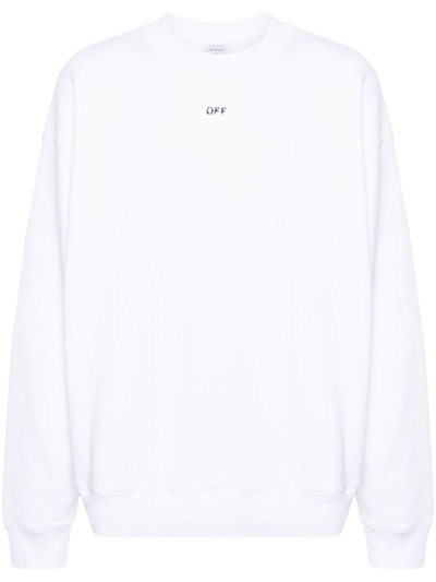 Off-white Logo-print Cotton Sweatshirt In White Black