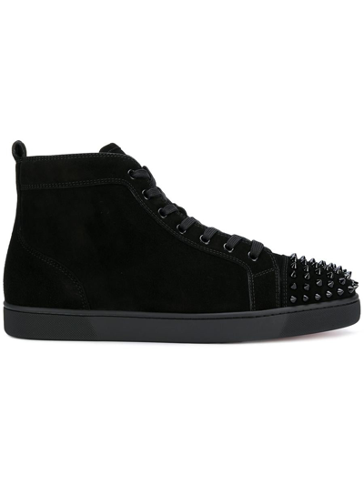 Christian Louboutin Lou Spikes Suede Sneakers In Black