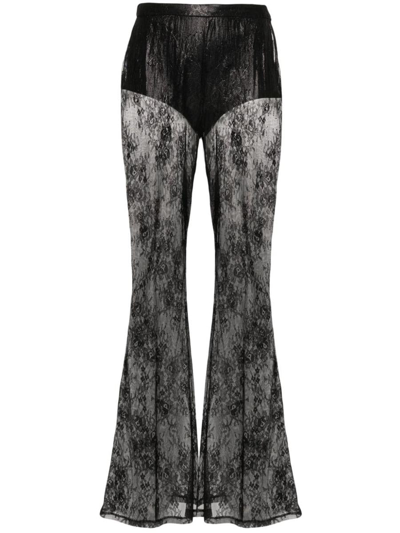 Pinko Laminated Lace Trousers In Black