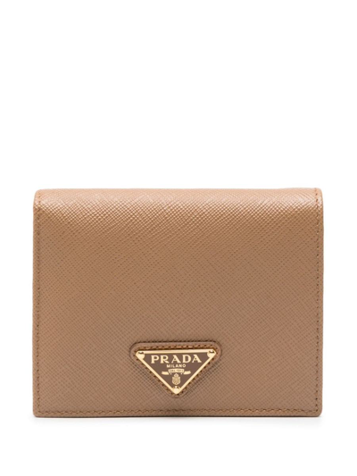 Prada Small Saffiano Leather Wallet In Caramel X