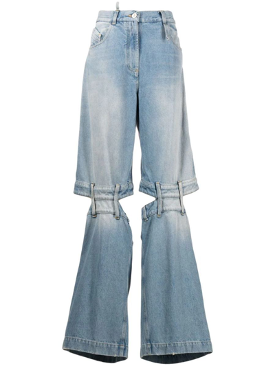 Attico Ashton Mid-rise Wide-leg Jeans In Blue