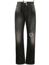 Attico Mid-rise Tapered-leg Jeans In Grey