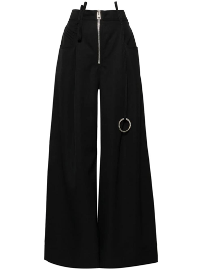 Attico The  Pantalone Oversize Di  In Lana Vergine Nero In Black