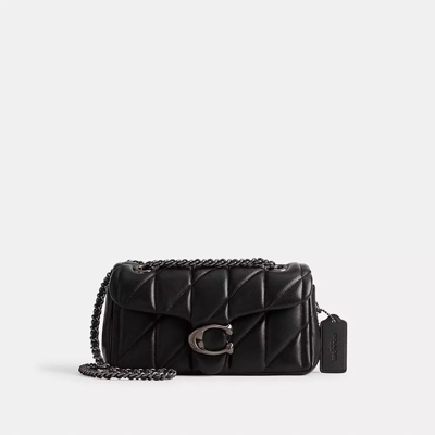 Coach Tabby Shoulder Bag 20 With Quilting In Pewter/black