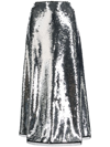 MOLLY GODDARD SILVER-TONE LYRA SEQUINNED MIDI SKIRT