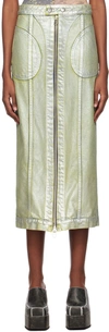 Eckhaus Latta Silver Zip Denim Midi Skirt In Sterling