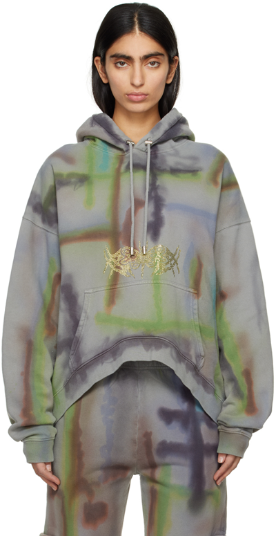 Collina Strada Grey Round Hem Hoodie In Multicolor