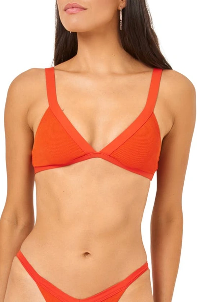 L*space Farrah Ribbed Bikini Top In Orange