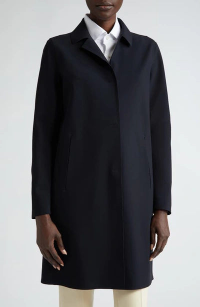 Herno Stretch Jersey Coat With Laser Cut Detailing In Black
