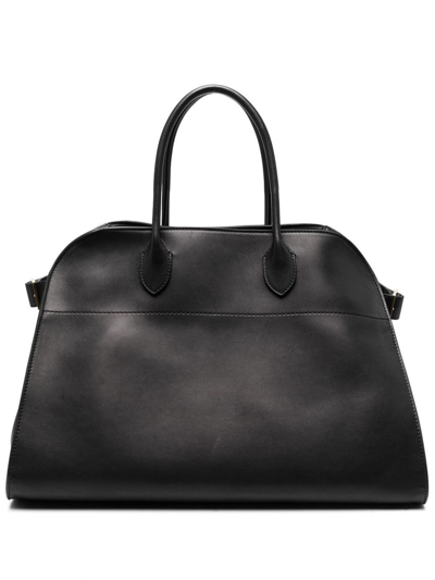 The Row Black Soft Margaux 15 Leather Tote Bag