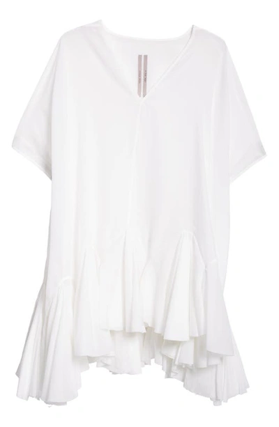 Rick Owens New Divine Ruffled Cotton Mini Dress In White