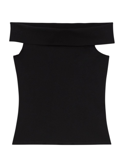 Theory Off-shoulder Crepe Top In Black