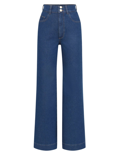 Dl1961 Women's Hepburn Wide Leg High Rise Crop Jeans In Vibrant Rinse