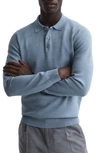 Reiss Sharp Turnlock Polo Sweater In Blue Melange