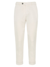 Brunello Cucinelli Men's Garment Dyed Italian Fit Trousers In Off White