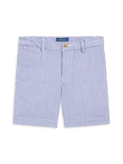 Polo Ralph Lauren Little Boy's & Boy's Seersucker Flat-front Shorts In Blue Seersucker