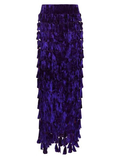 A.w.a.k.e. Velvet Disc Midi Skirt In Purple