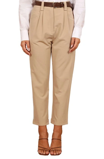 Petal And Pup Lexie High Waist Ankle Straight Leg Pants In Beige