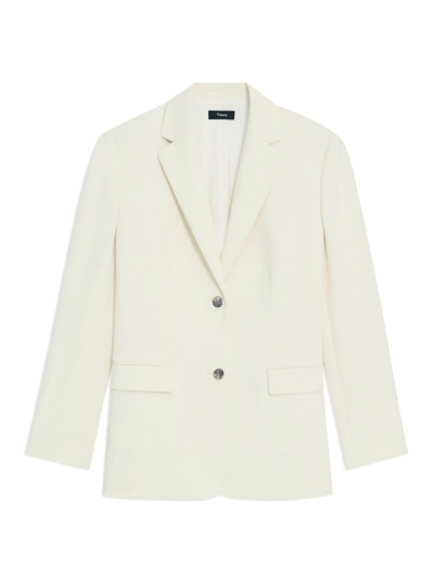 Theory Admiral Crepe Relaxed Blazer Jacket In Rice