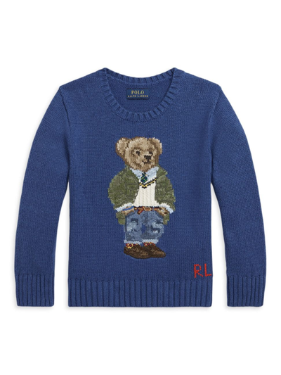 Polo Ralph Lauren Little Boy's & Boy's Polo Bear Crewneck Sweater In Beach Royal