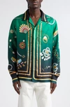 Casablanca La Boite A Bijoux Printed Silk Shirt In Green Multi