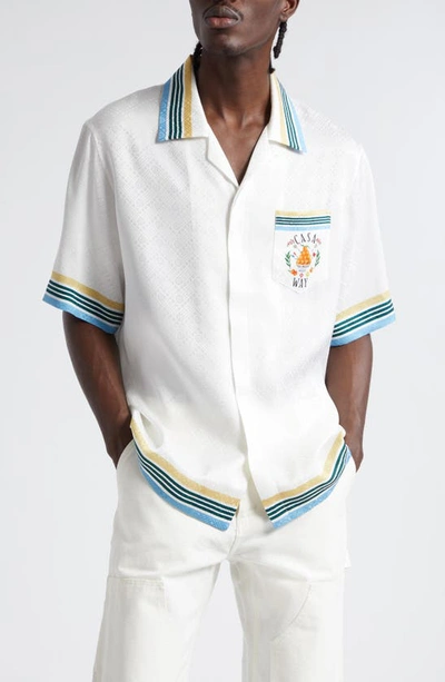 Casablanca Cuban Collar Short Sleeve Shirt In Casa Way