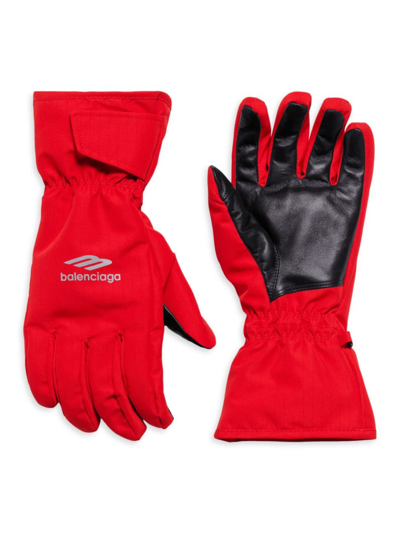 Balenciaga Men's 3b Sports Icon Nylon And Leather Ski Gloves In Red