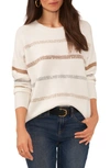 Vince Camuto Sequin Stripe Sweater In Latte Hthr