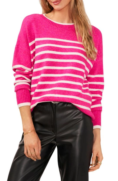 Vince Camuto Round Neck Stripe Print Sweater In Paradox