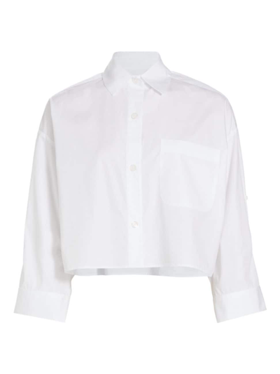 Twp Little Big Joe Crop Button-up Shirt In White