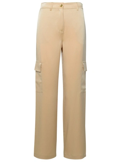 Michael Michael Kors Satin Cargo Trousers In Neutrals