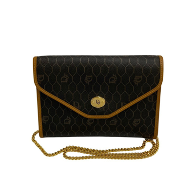 Dior Honeycomb Brown Leather Shoulder Bag ()