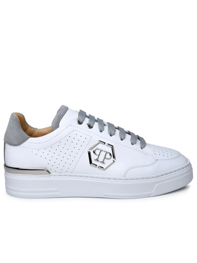 PHILIPP PLEIN WHITE LEATHER SNEAKERS