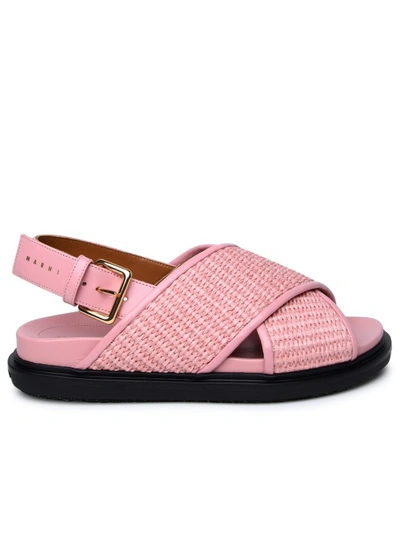 Marni Fussbet Raffia-effect Sandals In Pink