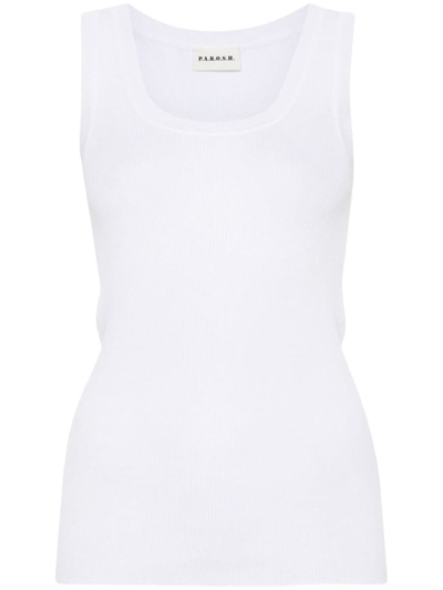 P.a.r.o.s.h . Fine-ribbed Tank Top In White