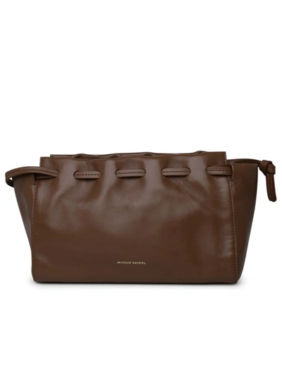 MANSUR GAVRIEL SMALL BLOOM SHOULDER BAG IN BROWN LEATHER