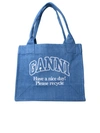 GANNI EASY' SHOPPING BAG IN BLUE RECYCLED COTTON
