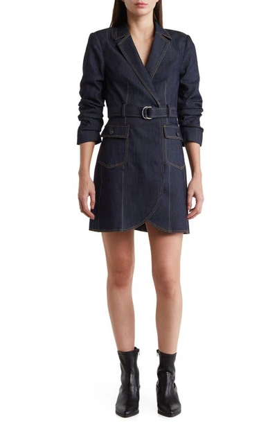 Cinq À Sept Jenessa Belted Denim Mini Wrap Shirtdress In Indigo