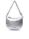 MICHAEL MICHAEL KORS KENDALL CLUTCH BAG IN SILVER LEATHER