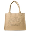 GANNI EASY' CREAM RECYCLED COTTON SHOPPING BAG