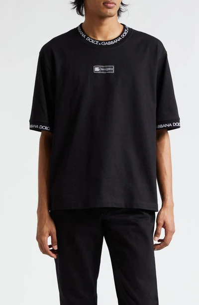 Dolce & Gabbana Logo Tape Oversize T-shirt In Black