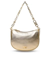 MICHAEL MICHAEL KORS KENDALL CLUTCH BAG IN PALE GOLD LEATHER