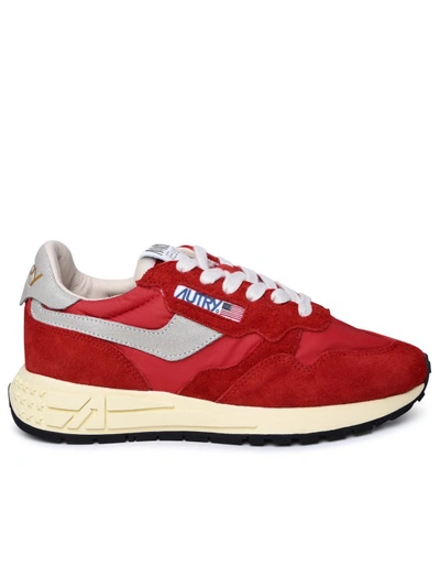 AUTRY RED SUEDE BLEND SNEAKERS