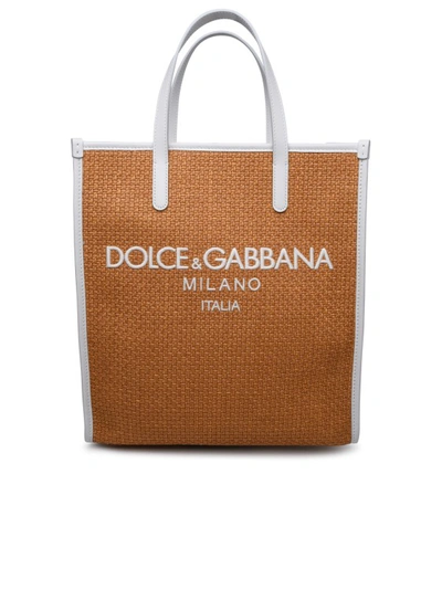 Dolce & Gabbana Two-tone Leather Blend Bag In Brown