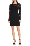 DONNA MORGAN FOR MAGGY FLORAL SEQUIN LONG SLEEVE COCKTAIL MINIDRESS